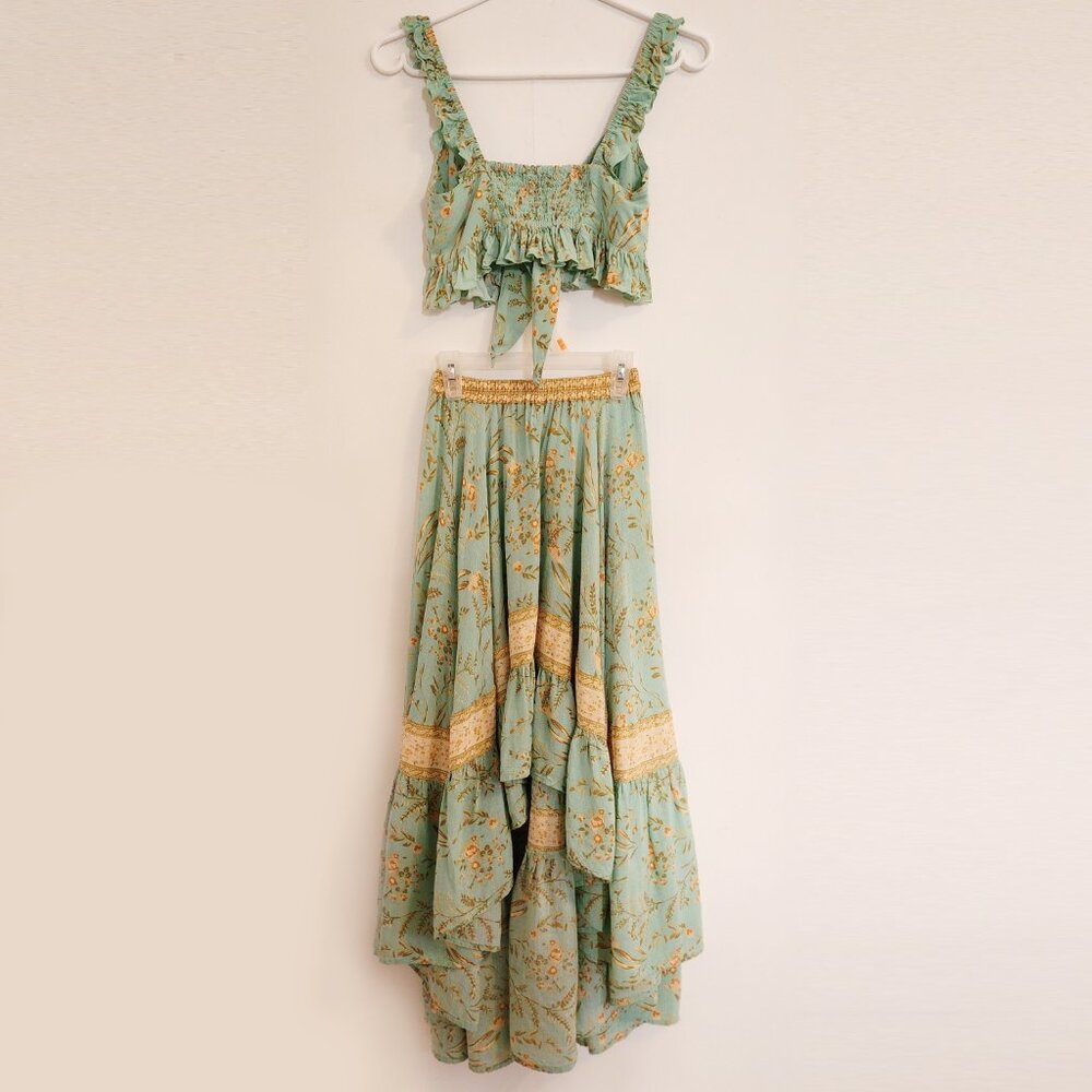 Spell High Low Skirt in Aqua and Beige - Picture 5 of 16